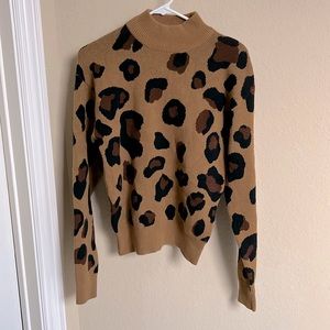 NWT Who What Wear leopard prints mock neck sweater sz XS
